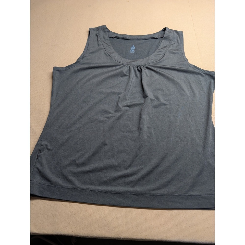 Isis‎ Women's Tank Top Size XL Gray Workout Dri Material Zippered Small Pocket